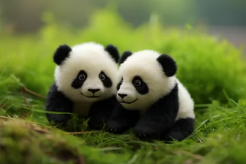 Foto op Plexiglas a pair of cute pandas © Yoshimura