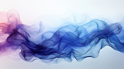 Blue Liquid Wavy Smoke Splashing on White Abstract Backdrop