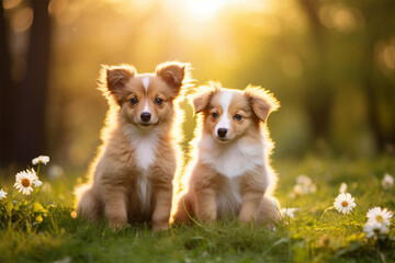 a pair of cute dogs