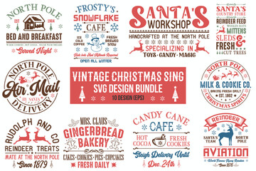 Vintage Christmas Sign SVG Bundle
