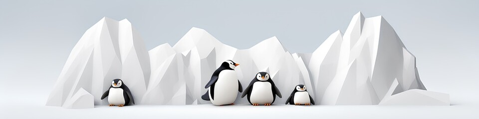 Obraz premium ペンギンと氷山（3D）