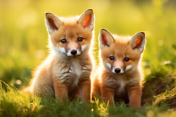 a pair of cute foxes