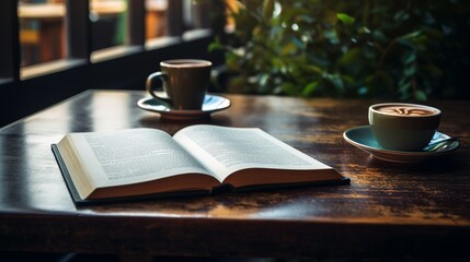 cup of coffee and book