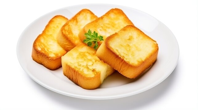 butter tost bread on the white plate