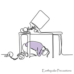 Hand drawn line art vector of earthquake disaster. Home demolished. Natural disasters vector art.