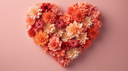 Obraz premium heart made of coral flowers. Valentine's Day. ai generative