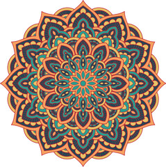 Mandala. Ethnic decorative element. Hand drawn backdrop. Islam, Arabic, Indian, ottoman motifs.