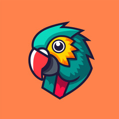 parrot logo mascot vector icon illustration design. suitable for pet and zoo logo