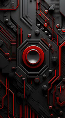 Red and Black Digital Art of Advance Technology Geometric Background