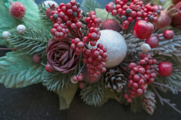 top view of red berries decor