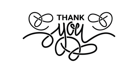 Thank You text. Handwritten calligraphy with smooth lines. Great for cards, banners, and posters.  Vector Illustration
