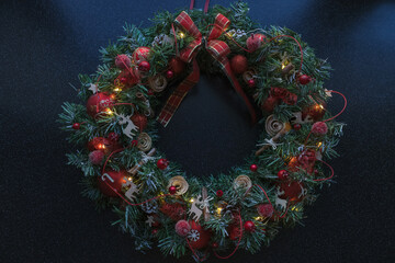 top view of christmas wreath