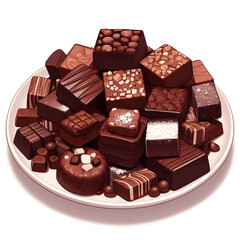 Delicious chocolate fudge design on white plate