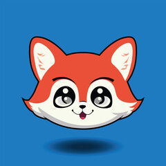 Cartoon head red fox illustrated 