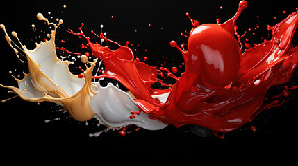 Spilled Paint Blotch with Small Splashes Isolated Black Background