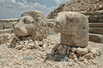 Giant God heads on Mount Nemrut. Anatloia, Turkey