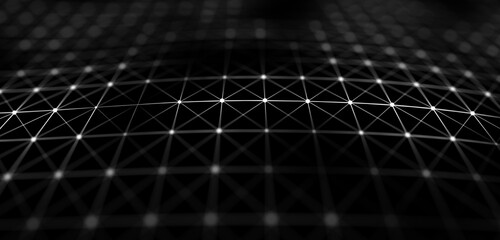 Gradient grid. 3d perspective background. Wireframe mesh. Technology background. 3d rendering