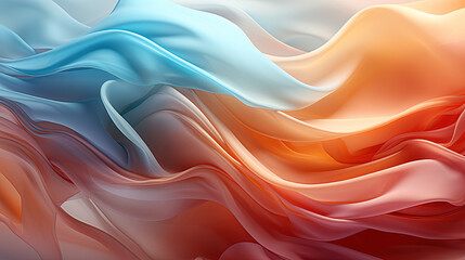 Abstract Art of Orange Silky Fabric Textile Transparent Wavy Background