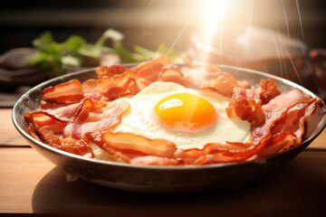 Breakfast plate fried meal meat egg