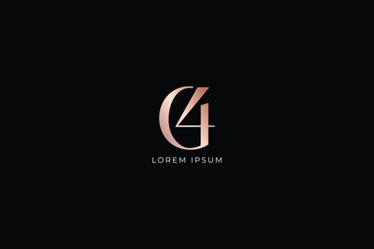 g4 letter modern luxury style design creative golden wordmark design typography illustration, g4 wordmark, c4 logo