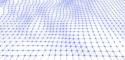 Vector grid. 3d perspective background. Wireframe mesh. Vector technology background.