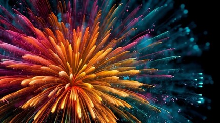 Colorful Fireworks in Night Sky