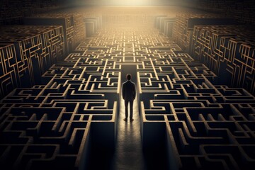 Obraz premium The Journey Within: Conquering the Enigmatic Maze