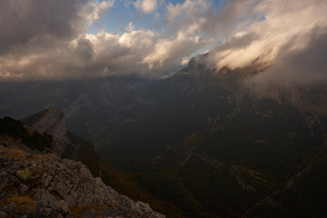 Mountains of Ordesa National Park in full autumn color explosion.