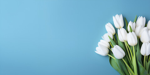 Fototapeta premium white spring flowers. Blooming White Blossoms in Spring. Generative Ai