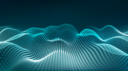 Blue dynamic wave of particles. Abstract futuristic background. Big data visualization. Vector illustration.