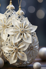 Festive elegant luxury Christmas balls decoration, perfect for festive events and promotional materials, space for text
