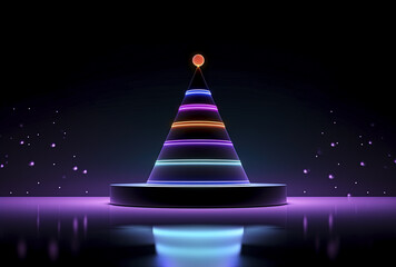 3d abstract neon ambient light christmas tree on festive backdrop, perfect for festive events and promotional materials