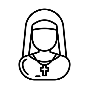 nun portrait black outline simple clip art preview