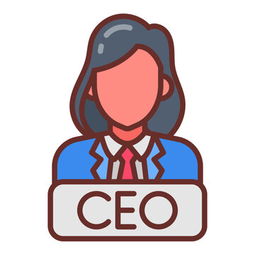 businesswoman ceo icon, blue suit, red tie clip art preview