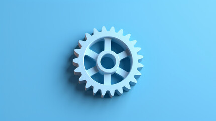 3D Settings gear, for seo, app or internet maintenance, against a blue background