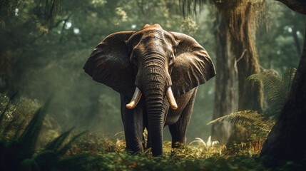 African Bush Elephants - Loxodonta africana family walking on the road in wildlife reserve. - obrazy, fototapety, plakaty