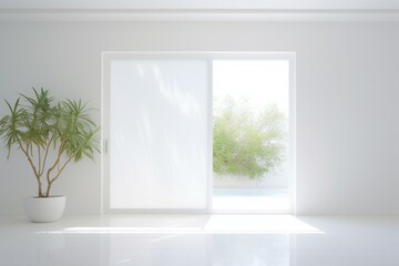 A white sliding door in the room. Generative AI