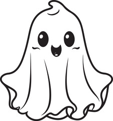 Childish spooky boo character for kids  cute funny happy ghost scary Magic spirit Isolated flat cartoon vector illustrations 