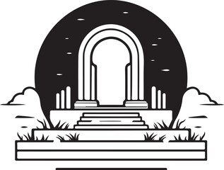 Grave icon Graveyard element Halloween sticker Black silhouette and icon of grave isolated on white background.