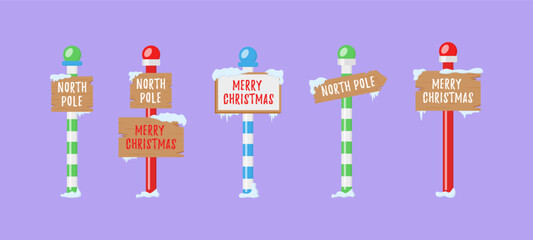 Cute collection of North Pole signs or Christmas. Cute Vector Collection of North Pole Signs or Christmas and Winter Themed Signs. 