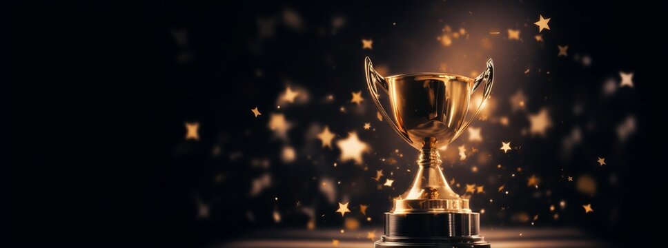 Golden Awards on Black Background with Sparkling Elegance