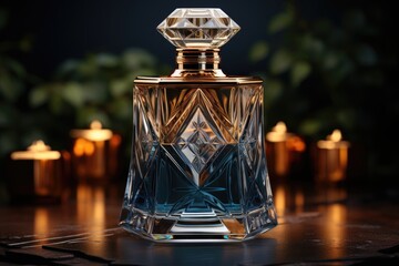 Perfume bottle as vintage fragrance, eau de parfum as holiday gift, luxury perfumery brand - obrazy, fototapety, plakaty