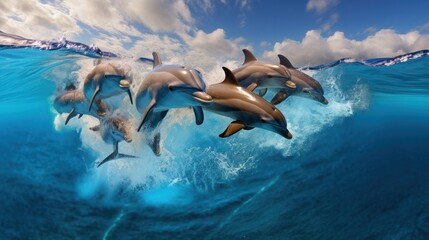 Graceful Dolphins in Crystal Clear Waters