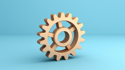 3D Settings gear, for seo, app or internet maintenance, against a blue background