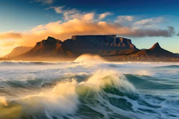 Crédence de cuisine en verre imprimé Montagne de la Table Majestic Table Mountain Overlooking the Atlantic
