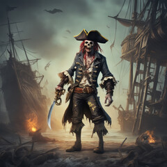 Naklejka premium Pirate Zombie