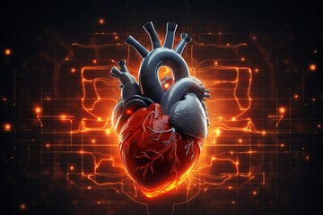 Heartbeat of Love - Illuminated Heart with Light Background - obrazy, fototapety, plakaty