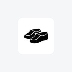 Red Clogs Shoes and footwear line Icon set isolated on white background line vector illustration Pixel perfect

