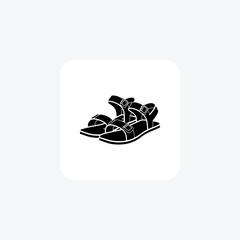 Orange Hiking Sandals  Shoes and footwear line   Icon set isolated on white background line  vector illustration Pixel perfect

