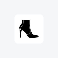 Block Heel Booties Women's Shoes and footwear line  Icon set isolated on white background line vector illustration Pixel perfect

